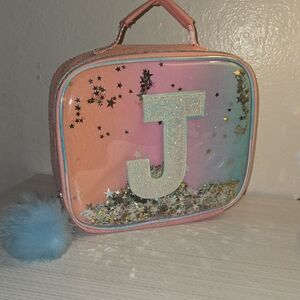 Justice Silver and Pink Lunch Bag